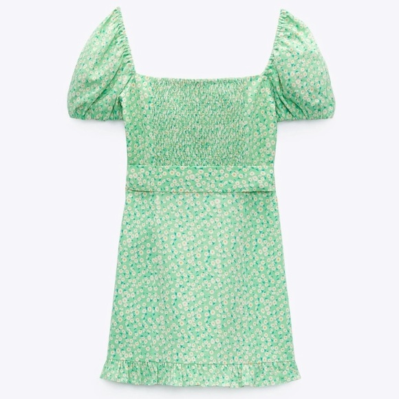 Zara Green Belted Mini Dress - Picture 6 of 6